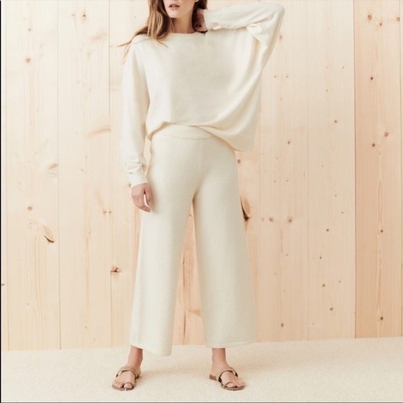 Jenni Kayne Pants - Jenni Kayne Marina Wool/Cashmere Blend Wide Leg Knit Culottes Ivory size Large